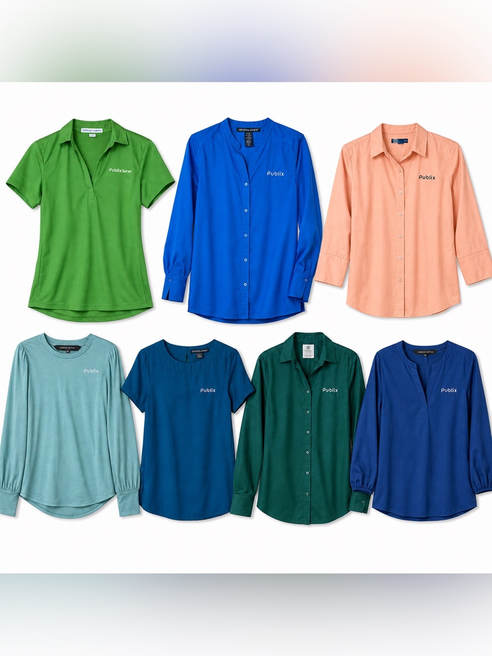 Lot Of 7 Women’s Publix BARM Shirts Dress Manager Tops Sz Medium Assorted Bundle